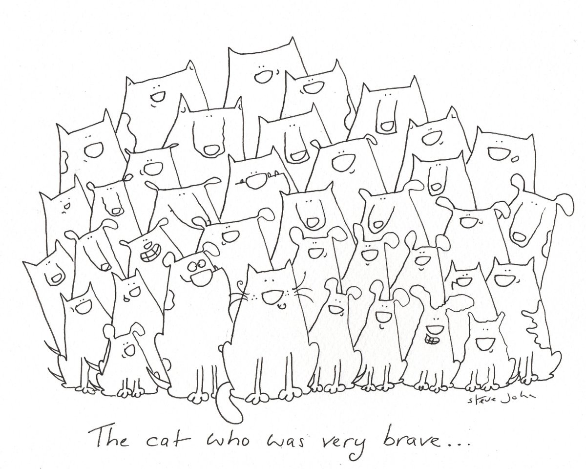 The Cat who was very Brave.... Cartoon by Steve John