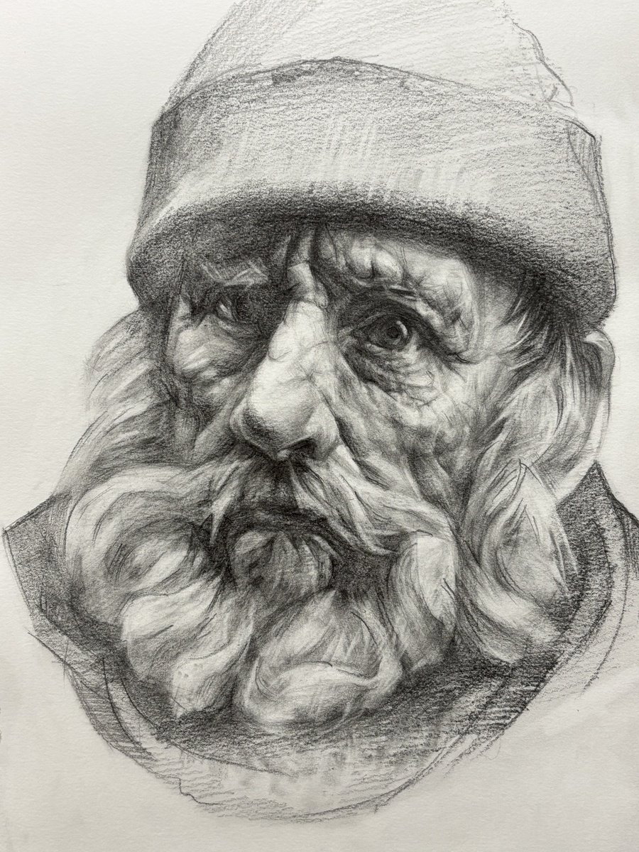 Photorealistic Portrait Pencil Drawing By Yuriy Ivashkevych, 8 X 12", Something About Grandpa, Original Artwork