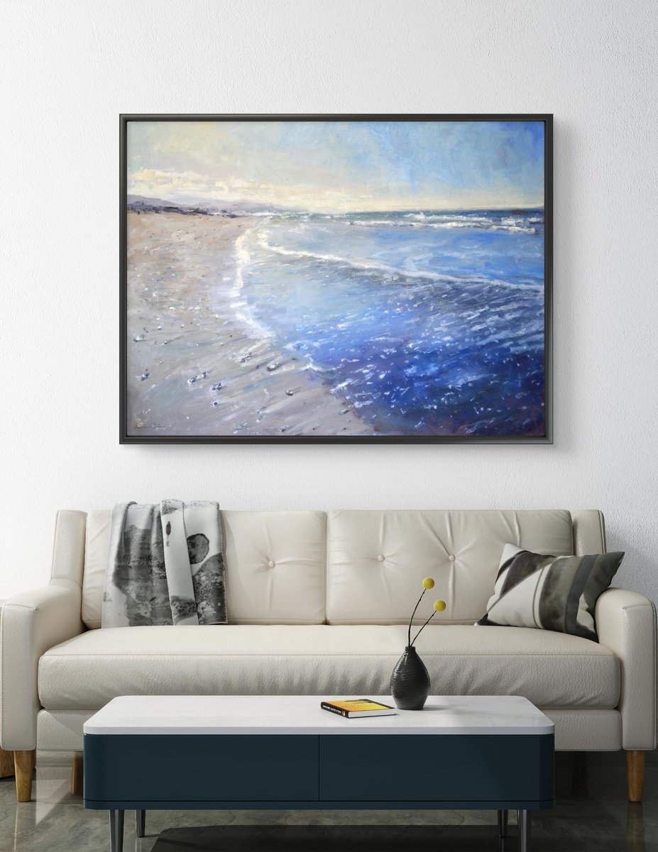 Impressionistic Landscape Oil Painting By Kristina Sellers, 40 X 30", Neskowin Shores, Original Artwork