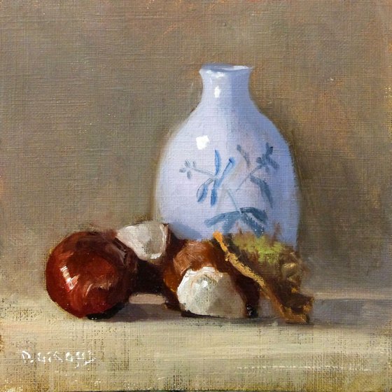 Chestnuts Brown and Porcelain Vase
