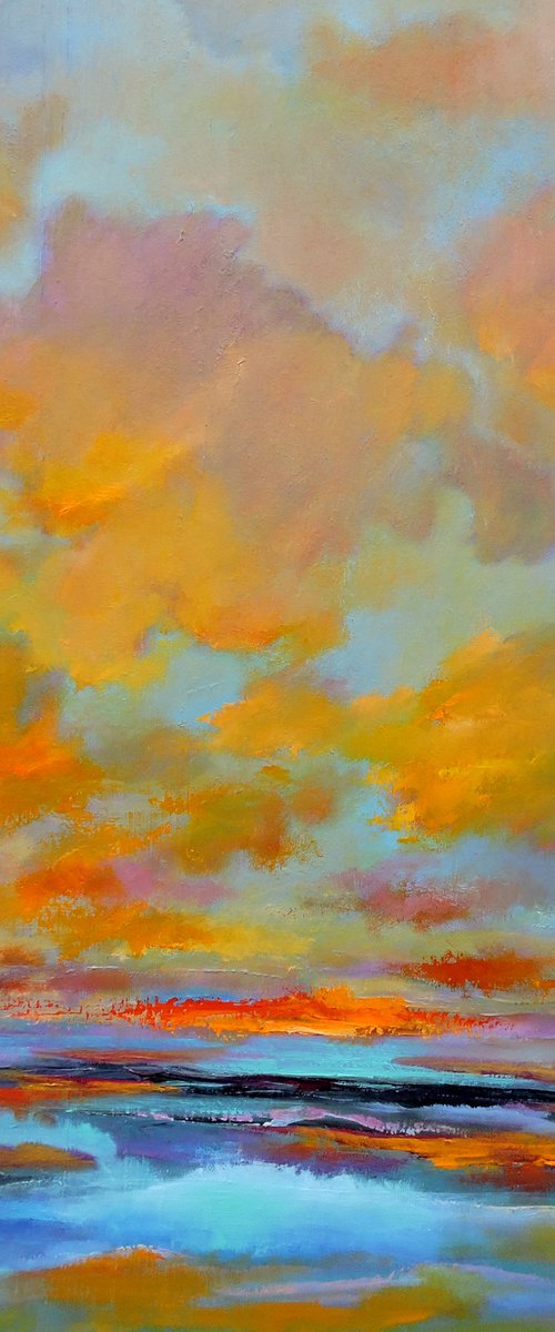 Evening grows Golden, 30" x 48". by Veta  Barker