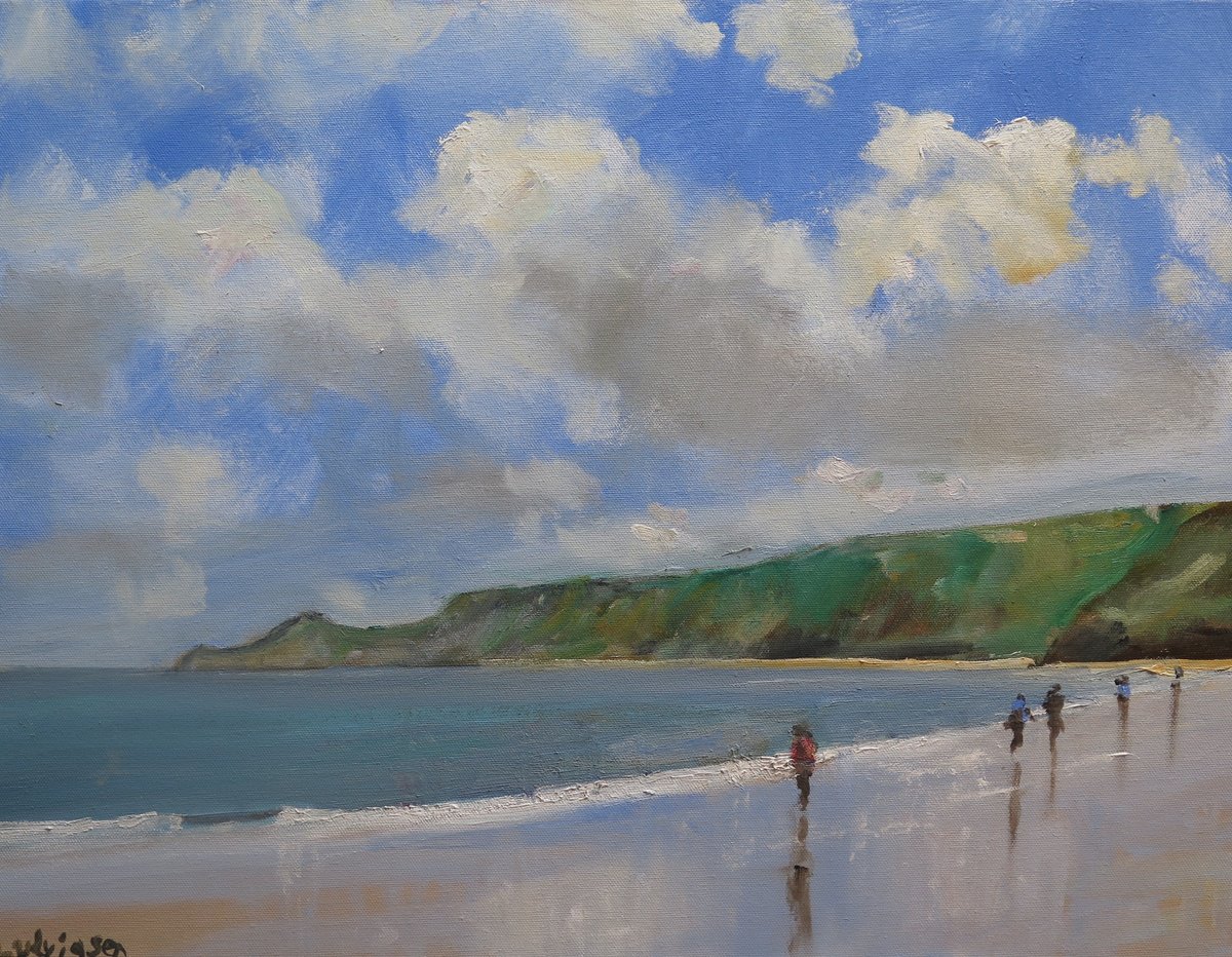 Runswick Bay By Malcolm Ludvigsen, 24 X 18, Artwork For Sale On Artfinder