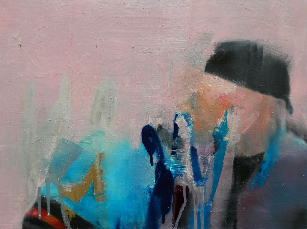 Urban And Pop Portrait Oil Painting By Milos Hronec, 16 X 12", Energy Drink And Cigarette, Original Artwork