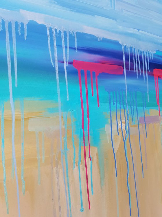 Abstraction Cote d'Azur, 70×70 cm, original artwork, free shipping