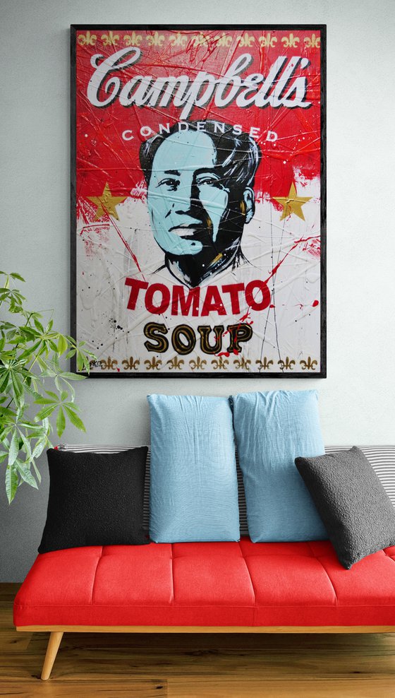 Lucky Golden Mao Soup 140cm x 100cm Campbell's Soup Mao Textured Urban Pop Art