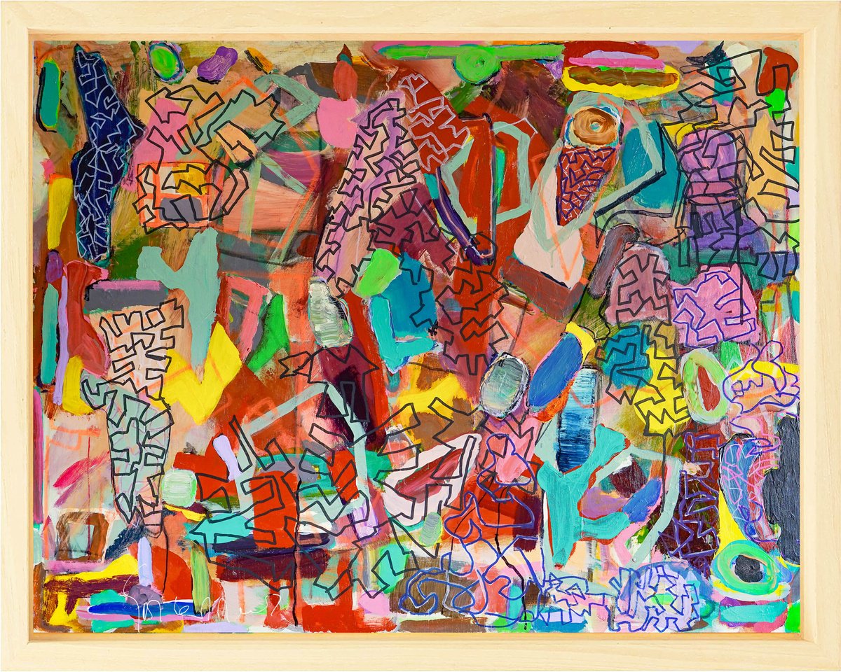 Organic Abstract Acrylic Painting By Geert Lemmers Fpa, 41 X 33, Freedom In My Thoughts Ii New, Original Artwork