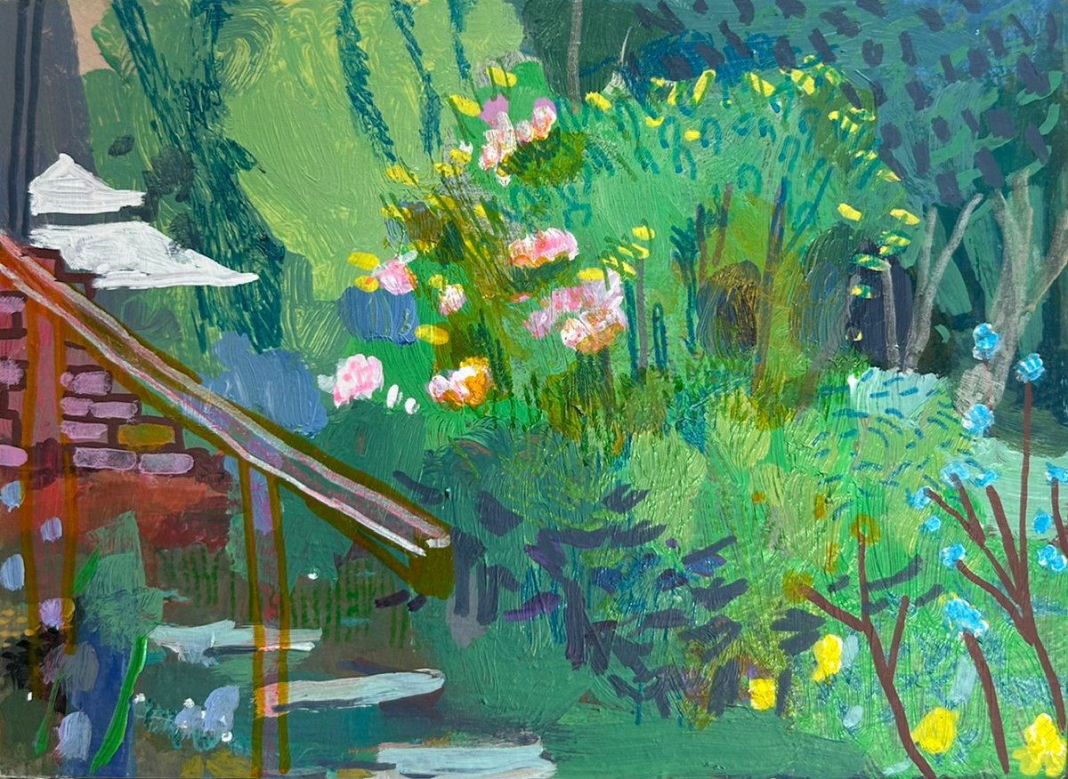 Expressive Landscape Acrylic Painting By Kimberley Day, 8 X 6", Views From The Shed - No. 5, Original Artwork