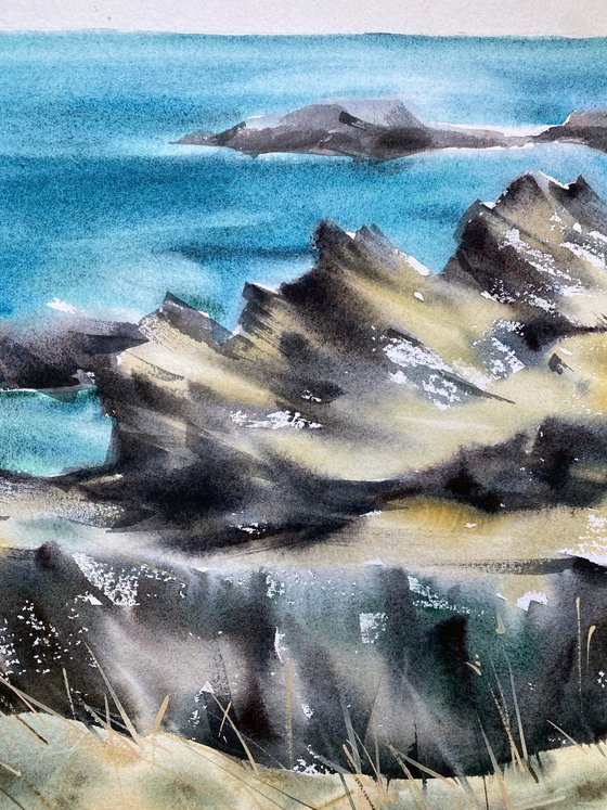 North wind. Scotland. One of a kind, original painting, handmad work, gift, watercolour art.