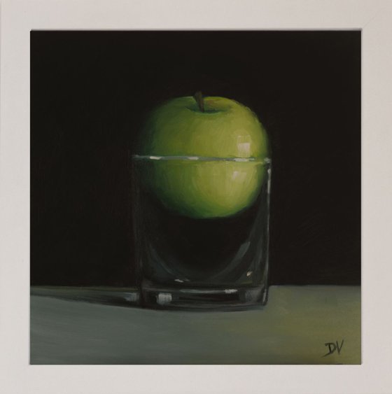 Glass half full #2 - Still life with apple and glass