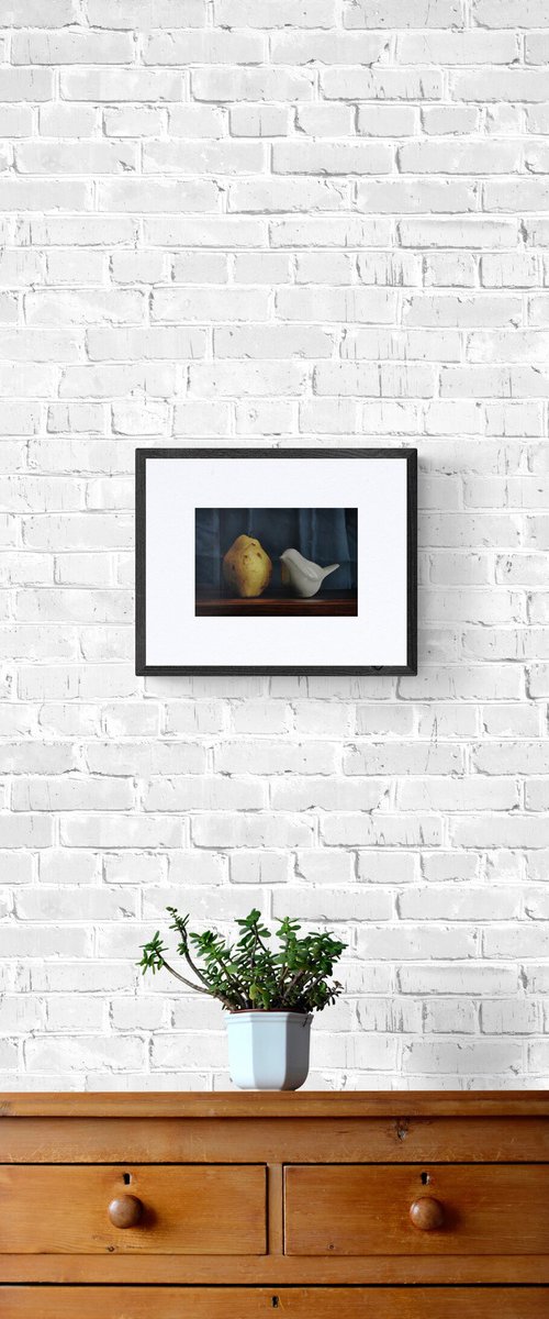 Bird with a pear by Iryna Dolzhanska