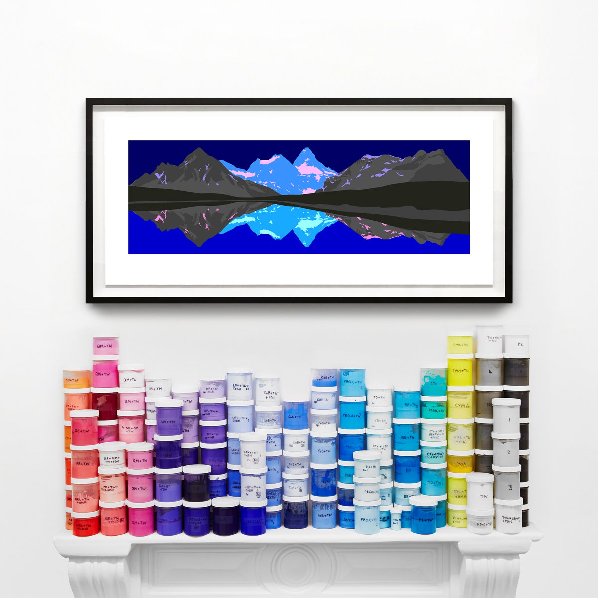 Graphic Landscape Print By David Wightman, 40 X 17, Arcadia Ii, Original Artwork