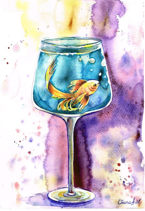 Goldfish in the Wine Glass by Diana Aleksanian