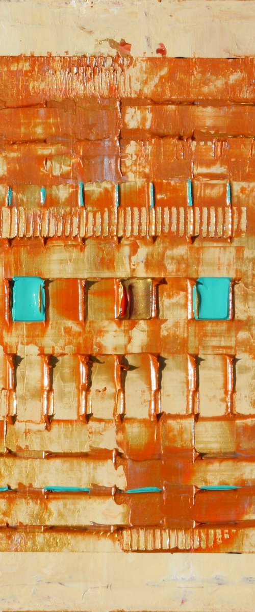 Primitive Copper Teal Abstract by Robert Lynn