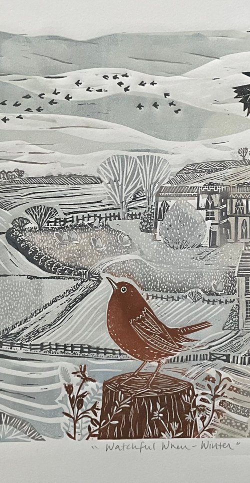 Watchful Wren (Winter) by Alison  Headley