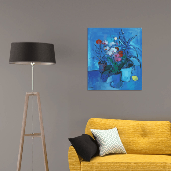 Blue Still life and Moon
