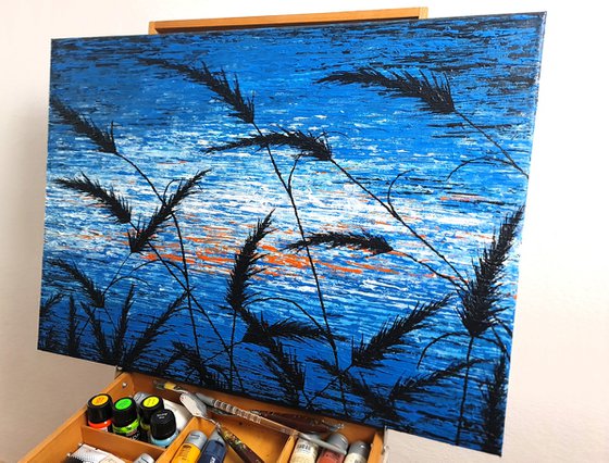 Blue Sunset In The Grass