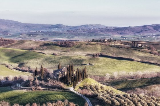 Tuscan hills in spring colors