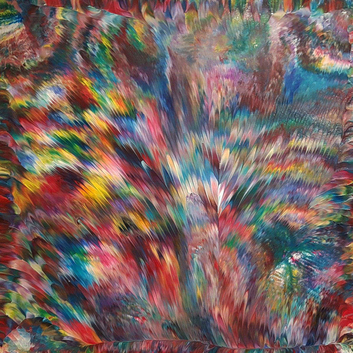 Organic Abstract Acrylic Painting By Alexandra Romano, 24 X 24, Celestial Bloom, Original Artwork
