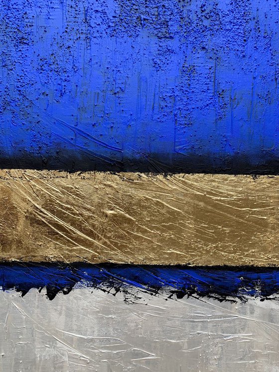 Out of the Blue - XL LARGE,  TEXTURED, GOLD LEAF ABSTRACT ART – EXPRESSIONS OF ENERGY AND LIGHT. READY TO HANG!