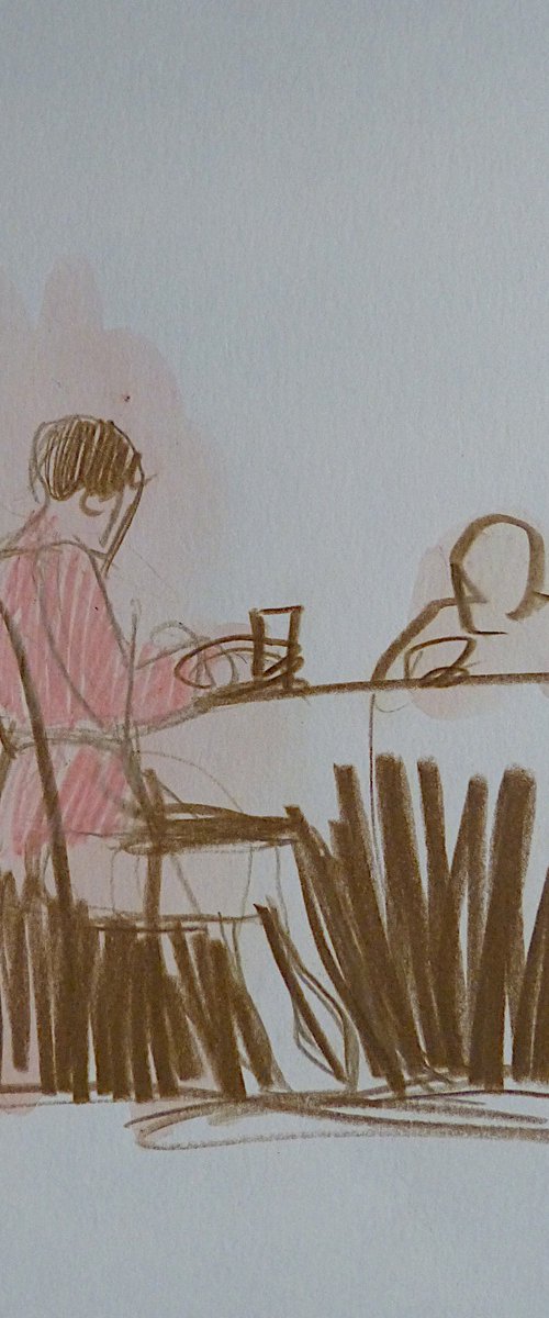 The Cafe Scene 2, 21x15 cm by Frederic Belaubre