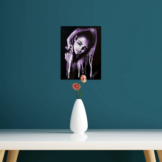 "Cristina" Original   acrylic painting on board 22x29x0.5cm.ready to hang