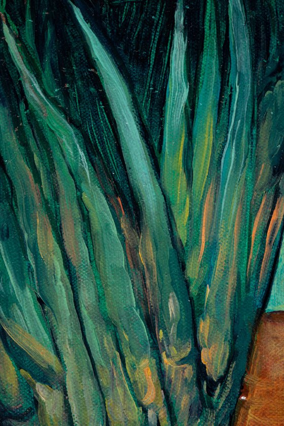 Gladioli in a Green Vase