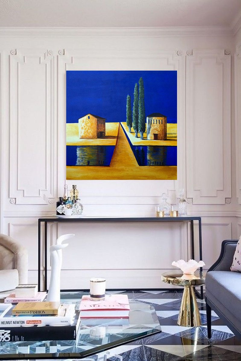 Impressionistic Landscape Acrylic Painting By Danijela Dan, 31 X 31, The Simmetry Of Provence Ix, Original Artwork