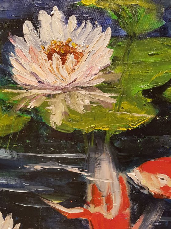 Waterlily and Koi fishes( after some changes) 40*50