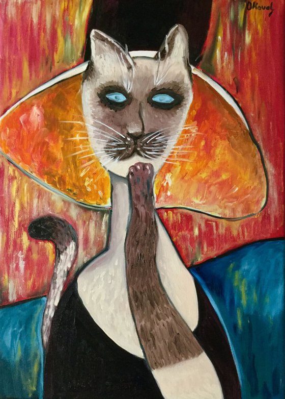 Cat  in a Hat, inspired by Amedeo Clemente Modigliani