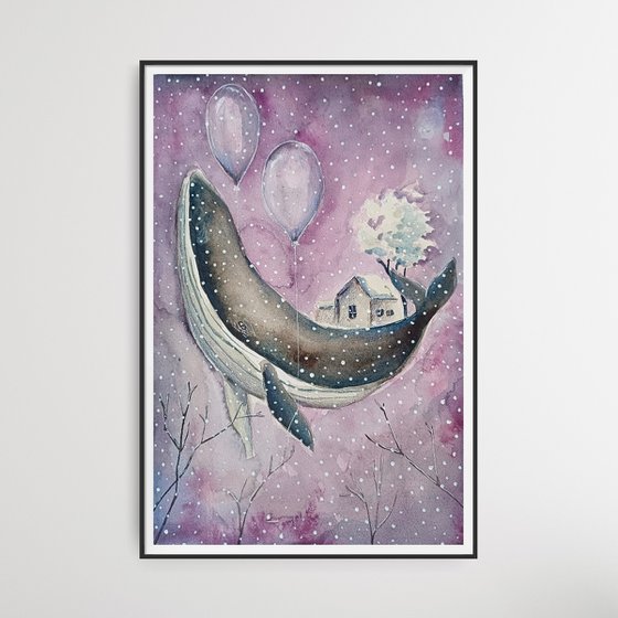 Purple Whale Illustration