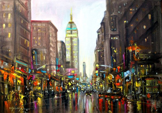 New York city in Rain7, 36x24 in