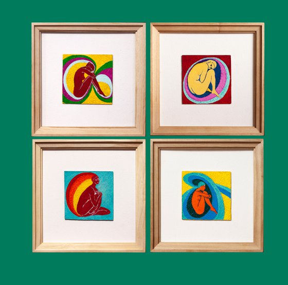 Polyptych emotion, modular picture, abstract portrait