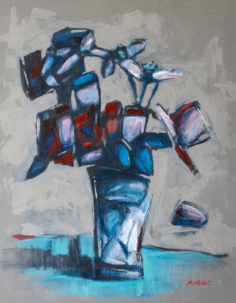 Flowers on grey-blue by Ashot Sardaryan