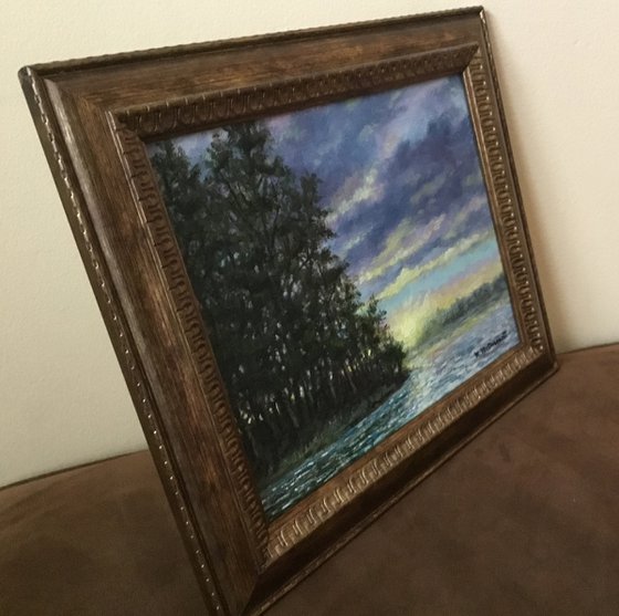 River Sparkle - framed oil on 8X10 canvas by K. McDermott