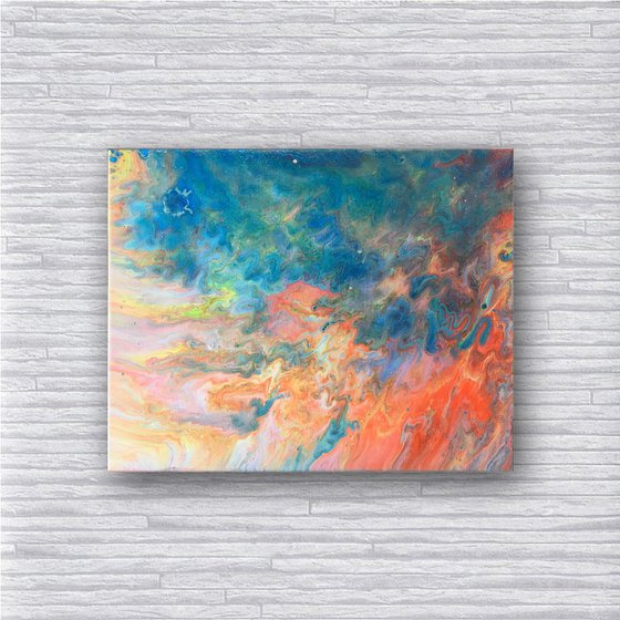 "Fire Me Up" - Original Abstract PMS Fluid Acrylic Painting - 20 x 16 inches