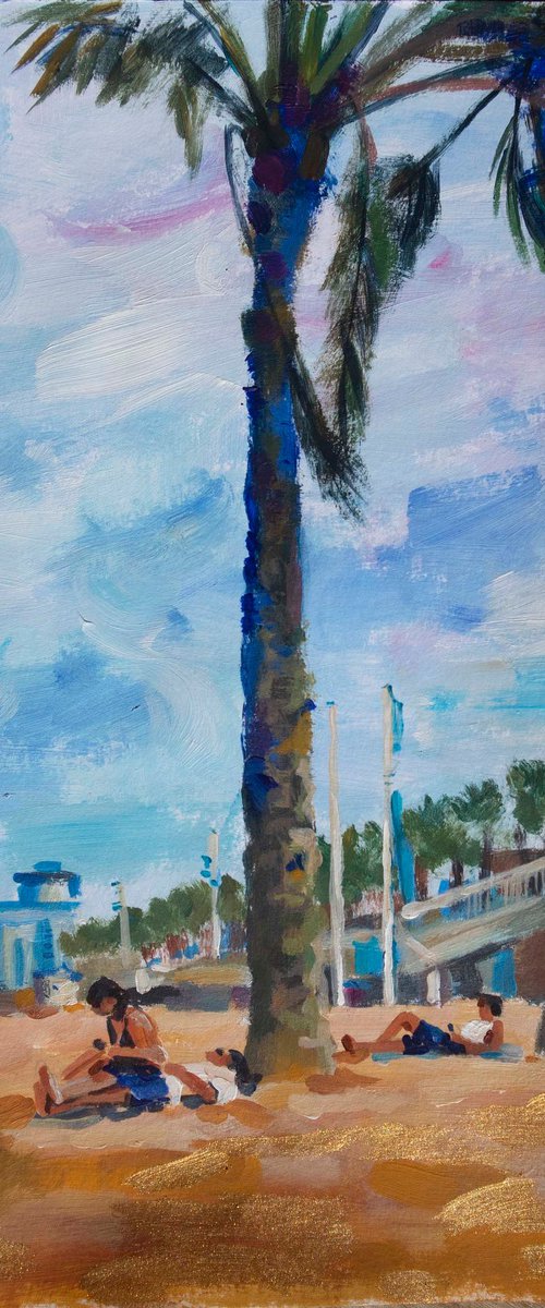 Golden sand acrylic painting by Kateryna Bortsova