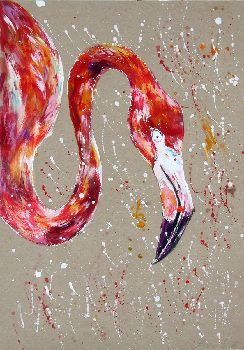 Flamingo / Gouache by Anna Sidi-Yacoub
