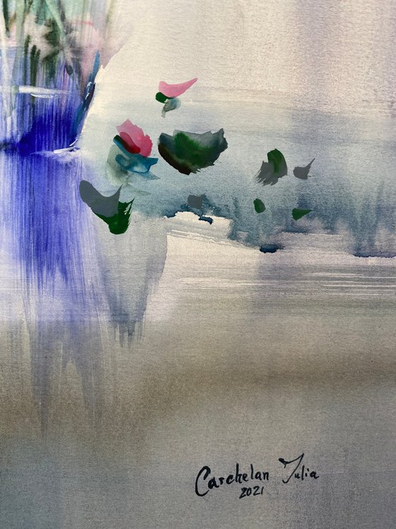 Watercolor “Still life. Peonies perfume” perfect gift