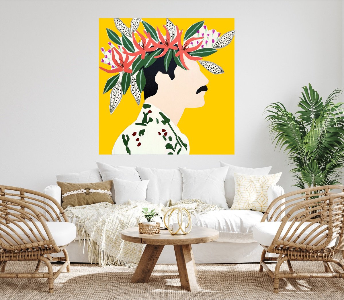 Abstract Portrait Acrylic Painting By Marisa Anon, 39 X 39", Freddie, Original Artwork