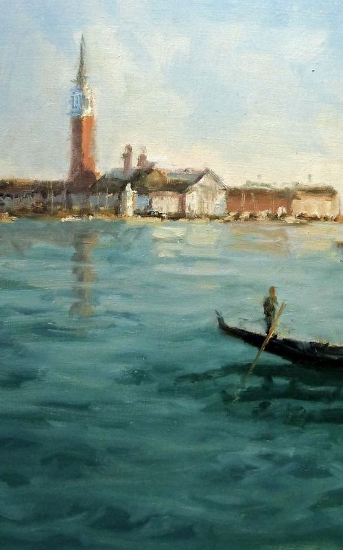 Gondola on the Venetian Lagoon by Pascal Giroud