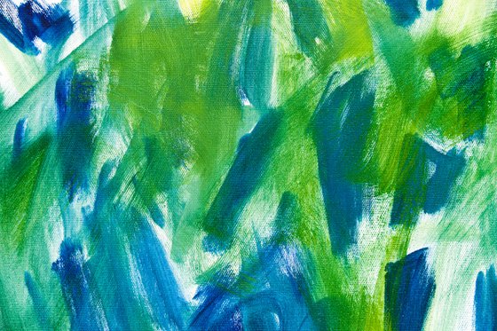 Abstract tall grasses in green and blue - READY TO HANG