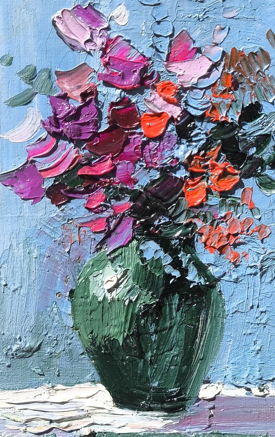 Petals in Green Vase