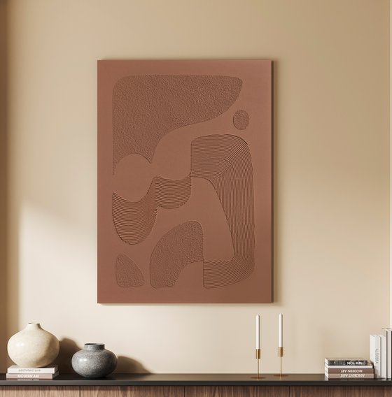 "Red bay" Red abstract high textured art