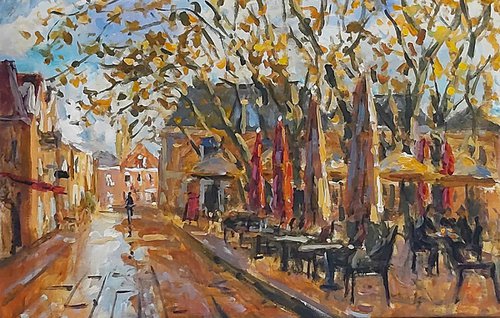 Square in Delft with morning light by Dimitris Voyiazoglou