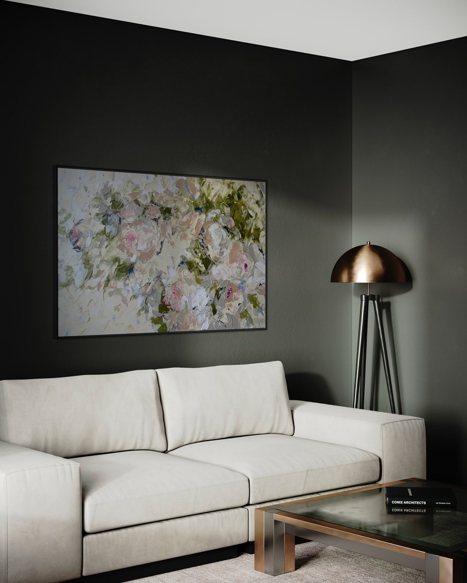 Impressionistic Botanical Acrylic Painting By Tetiana Hutsul, 61 X 37", Been In Love Before?, Original Artwork