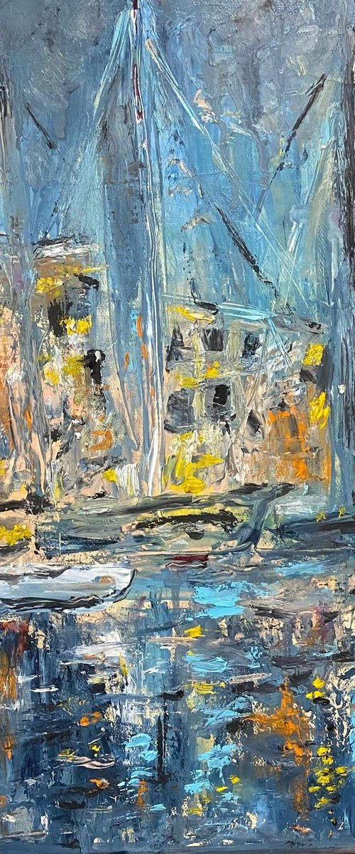 yachts on the pier by Leo Baxiner