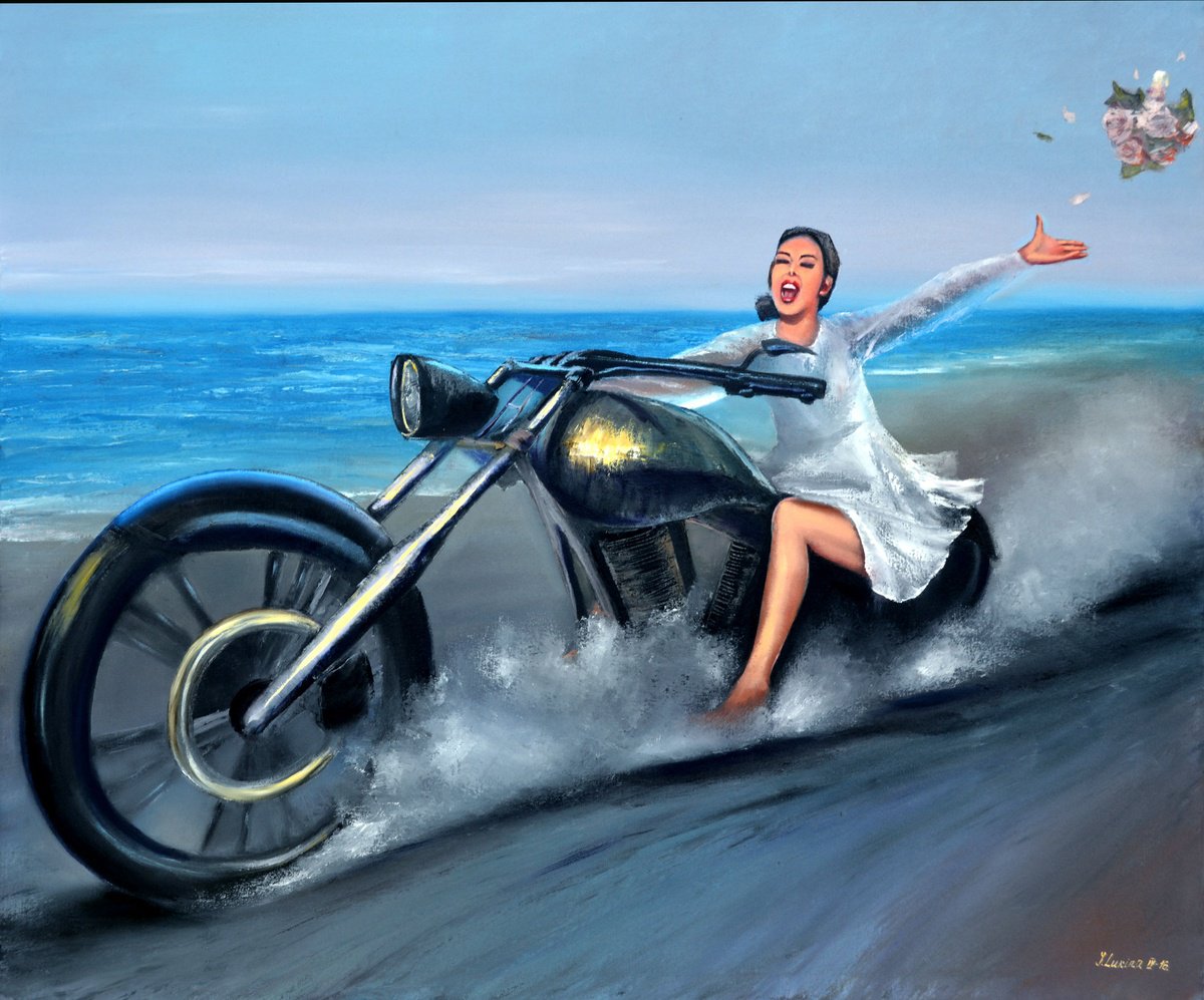 Expressive Portrait Oil Painting By Elena Lukina, 39 X 31, Bridal Bouquet, Original Artwork