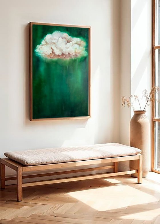 Abstract Green Cloud Modern Minimalist Nature