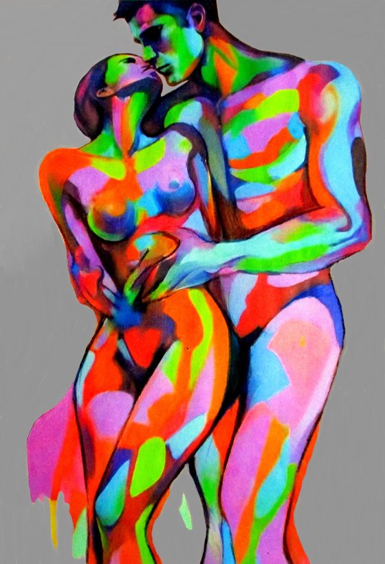 "Love's Colorful Embrace"