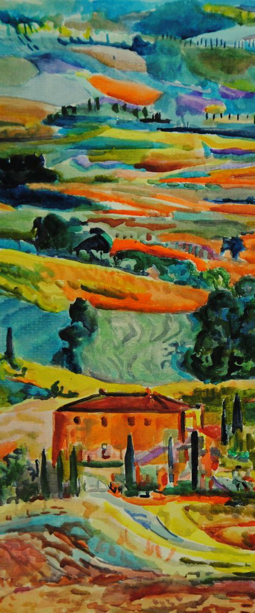 Landscape of Tuscany / 42 x 29.7 cm by Alexandra Djokic
